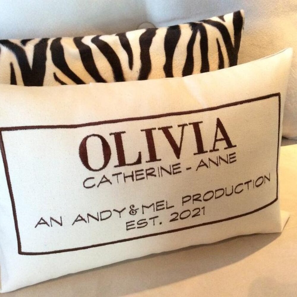 Gift for New Baby Newborn Custom Embroidered Accent Pillow Cover & Insert